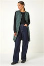Forest Green Quilted Collarless Button Detail Gilet, Image 6 of 6