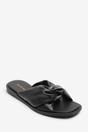 Black Brooklyne Twist Open Toe Slide On Sandals, Image 3 of 6