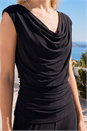 Black Cowl Neck Ruched Stretch Jumpsuit, Image 4 of 4