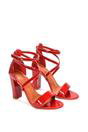 Red 'Briella' Strappy Sandals With High Block Heels, Image 4 of 6