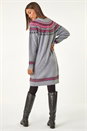 Grey Fairisle Knitted Jumper Dress, Image 3 of 5