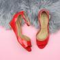 Red AJVANI Red Mid Wedge Heel Ankle Strap Sandals, Image 4 of 6