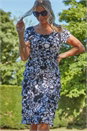 Black Monochrome Print Frill Tiered Dress, Image 1 of 4