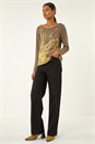 Olive Metallic Foil Print Knit, Image 2 of 5