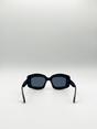 Black Oversized  Rectangle Sunglasses in Black, Image 5 of 6
