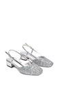 Silver XY LONDON Silver 'Kira' Slingback Court Shoes With Low Block Heel, Image 5 of 5