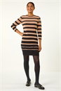 Camel Gradient Stripe Knitted Dress, Image 1 of 5