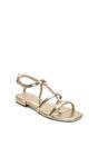 Gold XY LONDON Gold 'Danielle' Flat Strappy Caged Square Toe Sandals With Buckle, Image 2 of 6