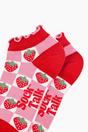 Red Strawberry Checkerboard Bamboo Trainer Socks, Image 2 of 4