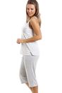 Light Grey Lightweight Striped Cropped Pyjama Set, Image 5 of 5