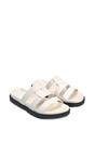 White XY LONDON White 'Aurelia' Flat Slider Sandals With Comfortable Footbed, Image 5 of 6