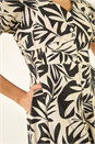 Black Abstract Print Button Midi Dress, Image 5 of 5