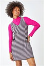 Pink Sleeveless Houndstooth Stretch Dress, Image 2 of 5
