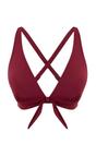 Burgundy WOVCOR Burgundy Bow Detail Triangle Bikini Top, Image 1 of 2