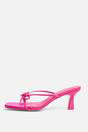 Pink Cindy Hot Pink Satin Strap Bow Mid Heel Mules, Image 1 of 4