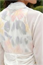 Ivory  3/4 Sleeve Ruched Hem Chiffon Bolero, Image 4 of 4