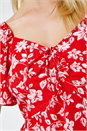 Red Dusk Floral Print Frill Hem Mini Dress, Image 5 of 5