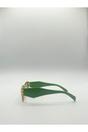 Green Angular Cat-Eye Sunglasses in Brown with Green Arms, Image 3 of 3