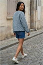 Navy  Petite Quilted Padded Jacket, Image 3 of 4
