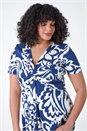 Navy  Curve Floral Print Twist Front Dress , Image 3 of 4