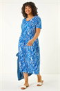 Blue Curve Spot Print Stretch Dress, Image 2 of 5