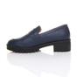 Navy Blue Flat Chunky Heeled Penny Loafers, Image 3 of 5
