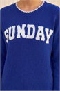 Royal Blue Sunday Slogan Knit Jumper, Image 4 of 4