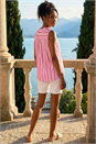 Pink Stripe Print Pleated Vest Top, Image 3 of 4