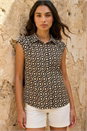 Black Geometric Sleeveless Shirt, Image 1 of 4