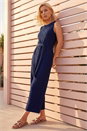 Navy  Petite Textured Jumpsuit, Image 2 of 4