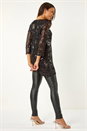 Black Circle Sequin Asymmetric Top, Image 3 of 5