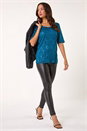 Teal Lace Short Sleeve T-Shirt, Image 1 of 5