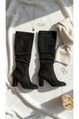 Black iKrush Black Lunara Suede Knee High Block Heel Boots, Image 8 of 8