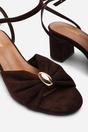 Dark Brown Bluebird Block Heel Ruched Buckle Sandal, Image 4 of 4