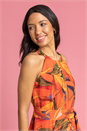 Orange Floral Print Tie Waist Chiffon Maxi Dress, Image 4 of 5
