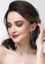 Turqouise Gold-Coloured Leaf-Shaped Drop Earrings, Image 4 of 5