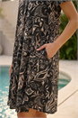 Black Petite Print V-Neck Swing Dress , Image 4 of 4