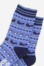 Blue Fair Isle Blackbirds Bamboo Socks - Blue, Image 3 of 4
