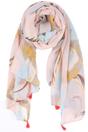 Light Pink Crane Bird Tasselled Lightweight Scarf, Image 2 of 3