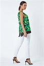 Green Floral Print V-Neck Double Layer Vest Top, Image 1 of 5