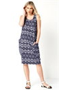 Navy  Aztec Print Slouch Pocket Cocoon Dress, Image 2 of 4