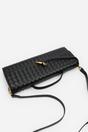 Black Petal Envelope Style Woven Clutch Bag, Image 5 of 8