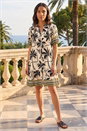Ivory Palm Button Down Short Dress, Image 1 of 4