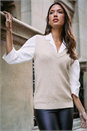 Natural  Sleeveless Knitted Vest, Image 1 of 6