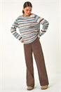 Blue Wool Blend Striped Stretch Jumper, Image 2 of 5