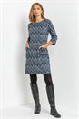 Navy  Zig Zag Pocket Shift Dress, Image 3 of 4