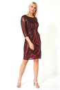 PINK Sequin 3/4 Sleeve Mesh Dress, Image 2 of 5