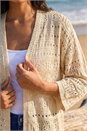 Natural  3/4 Sleeve Stitch Detail Cardigan, Image 4 of 4