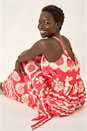 Red Shell Print Strap Maxi Dress, Image 4 of 5