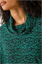 Green Print Relaxed Cowl Neck Tunic Top, Image 5 of 5